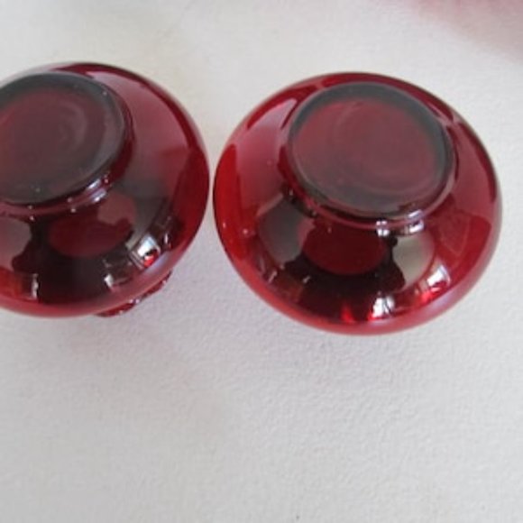 2 Ruby Red Floral Vases Ruffled Edge Vases Ruby Red Glass vases Ruby Valentine - Picture 4 of 4